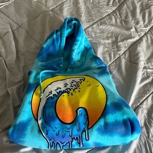 Blue tie dye current culture and design hoodie